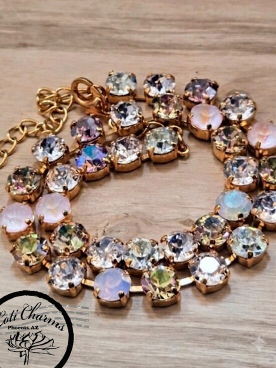 Swarovski Jewelry - Sweetly Soft Pink AB Swarovski Necklace In 18K Gold Plated